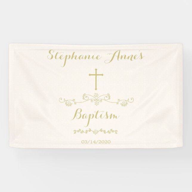 Gold Cross and Laurels Banner (Horizontal)