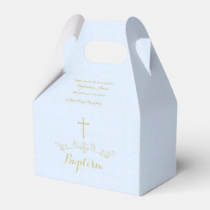 Gold Cross and Laurels in Light Blue Favour Box