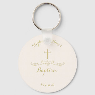 Gold Cross and Laurels Key Ring