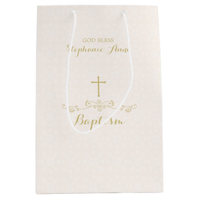 Gold Cross and Laurels Medium Gift Bag (Front)