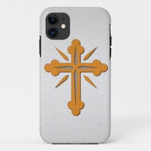 Gold Cross and Platinum Stainless Steel Metal iPhone 11 Case