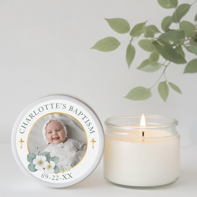 Gold Cross Baptism Favour Sticker | Elegant Religi (Baptism Favor Sticker)