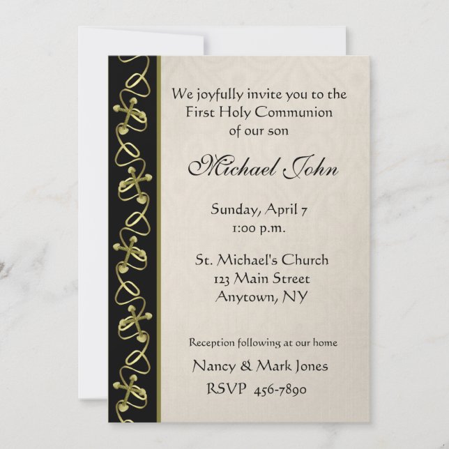 Gold Cross Border Invitation (Front)