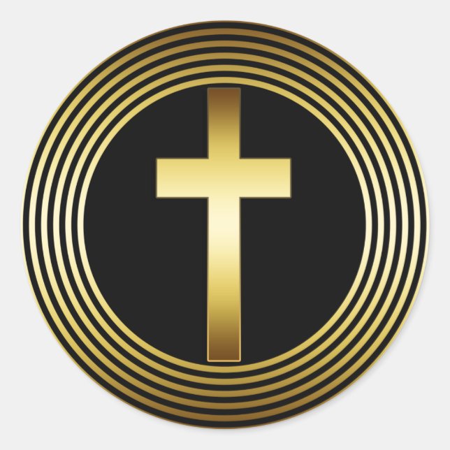 GOLD CROSS CLASSIC ROUND STICKER (Front)