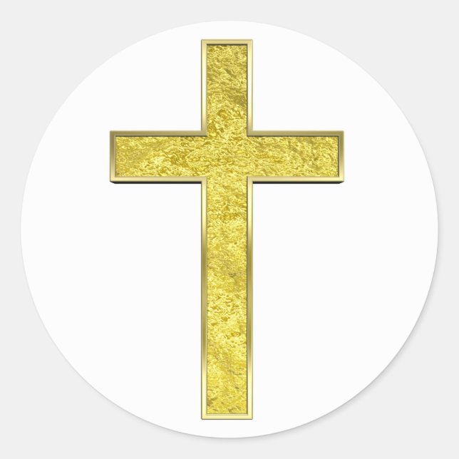 gold cross classic round sticker (Front)