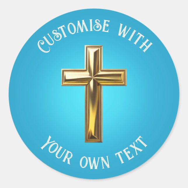 Gold Cross Classic Round Sticker (Front)