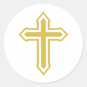 Gold Cross Classic Round Sticker