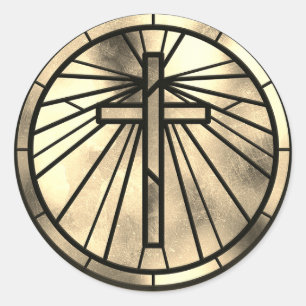 Gold Cross  Classic Round Sticker