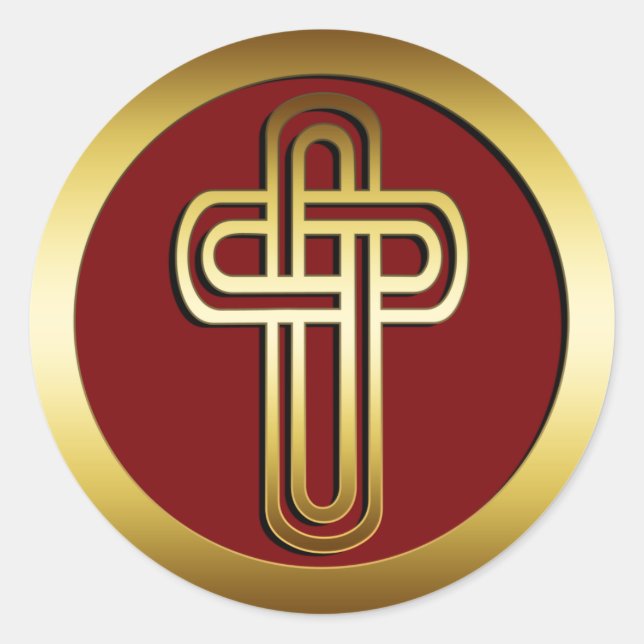 GOLD CROSS CLASSIC ROUND STICKER (Front)