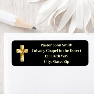 Gold Cross Classy Church Pastor Return Address Label