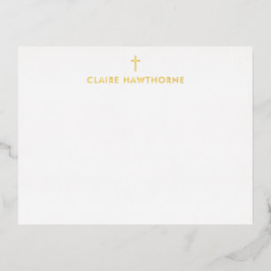 Gold Cross Foil Note Card