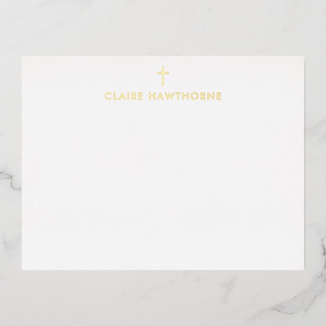 Gold Cross Foil Note Card (Front)