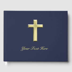 Gold Cross Guest Book