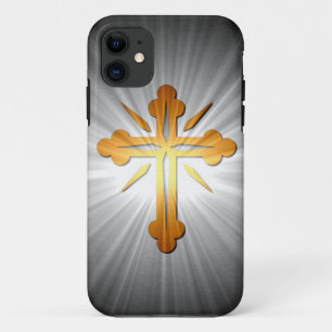 Gold Cross On Sun Rays iPhone 11 Case