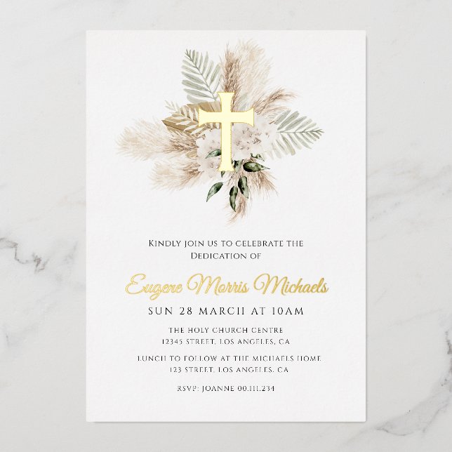 gold cross pampas dedication (Front)