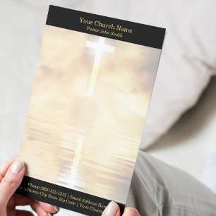 Gold Cross Reflection Church Custom Letterhead