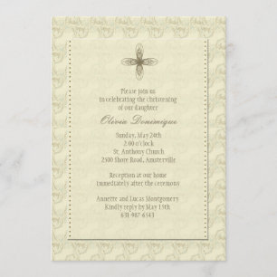 Gold Cross Religious Invitation