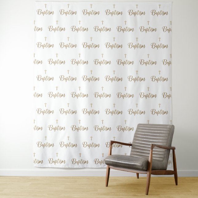 Gold Cross Repeat pattern Christian Baptism Tapestry (In Situ)