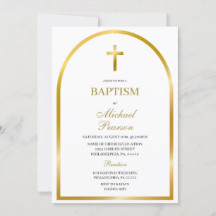 Gold cross Spanish baptism  Invitation