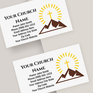 Gold Cross Sunburst Logo Church Pastor Business Card