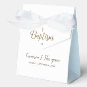 Gold Cross Thank You White Blue Baptism Favour Box