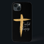Gold Cross with Jesus Created With A Purpose  iPhone 13 Case<br><div class="desc">Gold Cross with Jesus Created With A Purpose iPhone 13 Case.  Gold paint stroke cross with Jesus softly embedded. Calligraphy scripted "Created with a Purpose" along side the golden cross. Show your faith with this strong encouraging statement.</div>