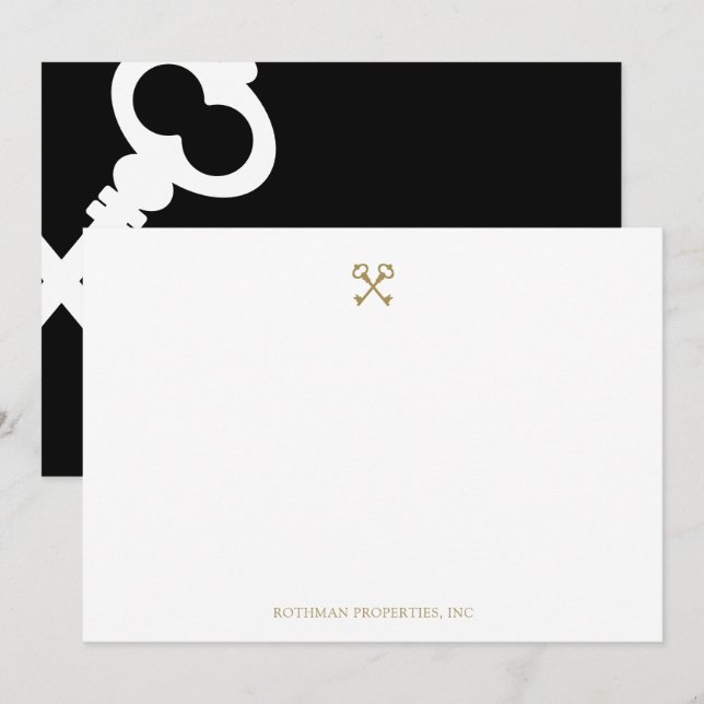 Gold Crossed Skeleton Keys  Card (Front/Back)