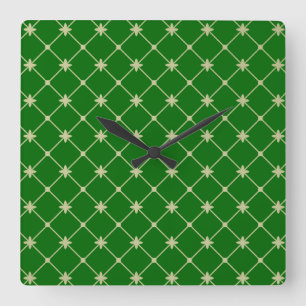 Gold Crosses on Green Wall Clock