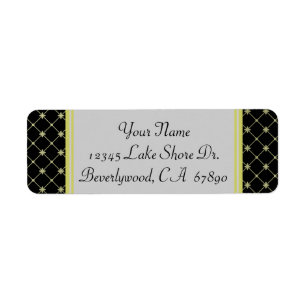 Gold Crosses Pattern on Black Custom Address Label Return Address Label