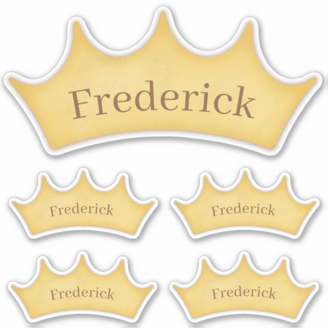 Gold Crown 5 Kids & Baby Personalised Name Labels (Front)