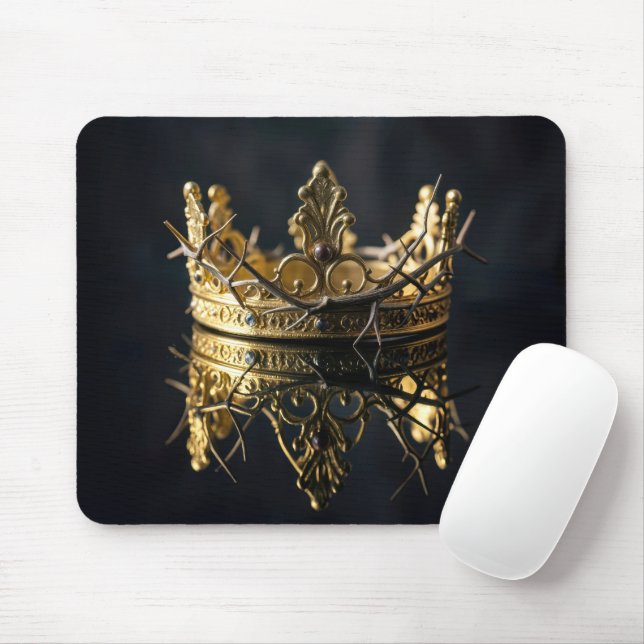 Gold Crown and Crown of Thorns Reflection Mouse Pad (With Mouse)