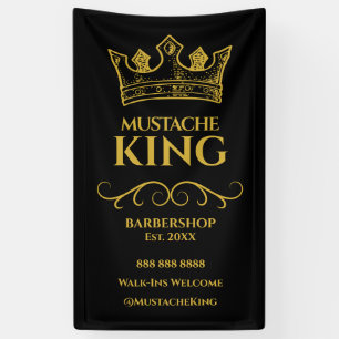 Gold Crown and Moustache Barbershop Banner