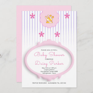 Gold Crown And Purple Stripes Invitation