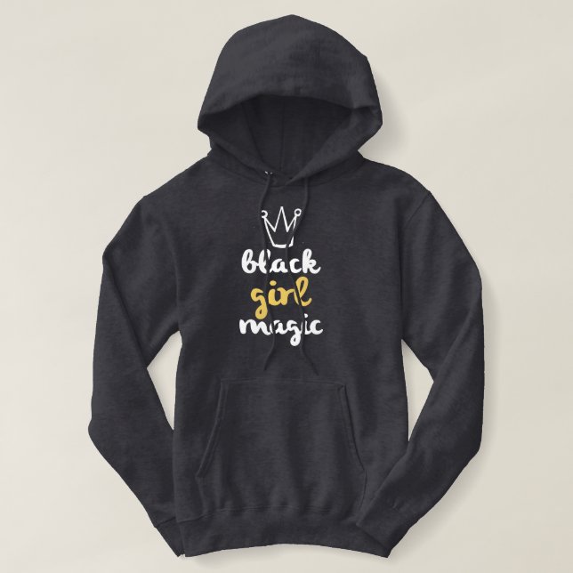 Gold Crown Black Girl Magic Cute Hoodie (Design Front)