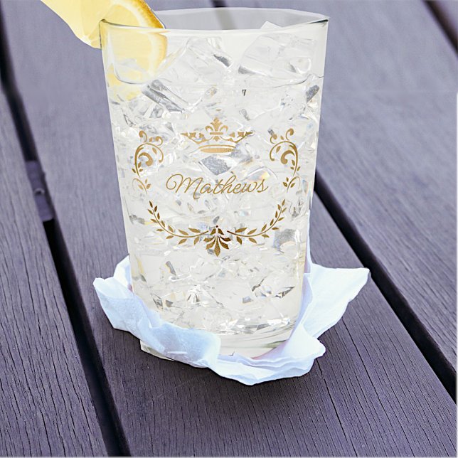 Gold Crown Crest Personalised  Glass (Creator Uploaded)