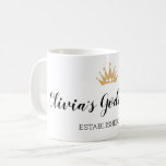 Gold Crown Establish Year of Christening Godmother Coffee Mug<br><div class="desc">Thank your child's Godmother with this fabulous Godmother coffee mug,  featuring a gold crown and the year your child was Baptised or Christened.</div>