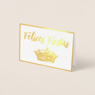 Gold Crown Feliz Navidad Christmas Foil Card