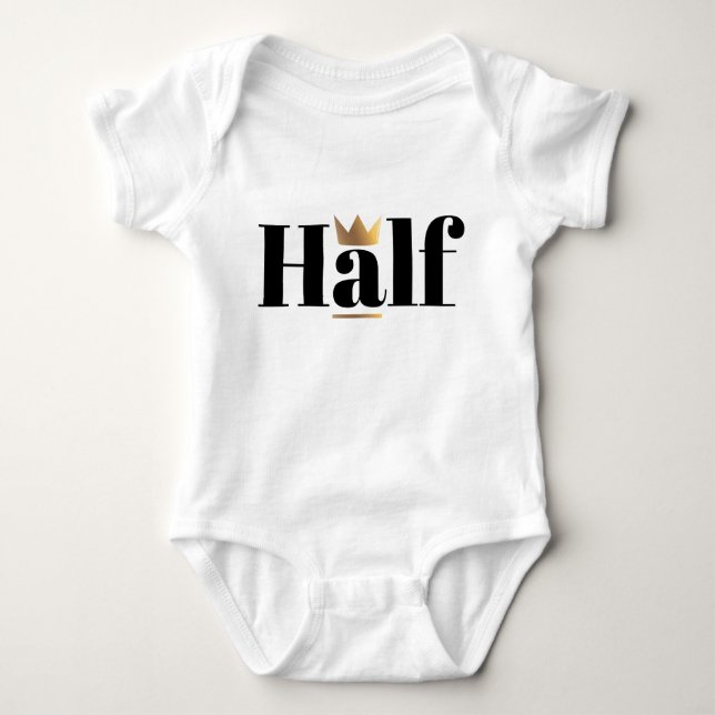 Gold Crown Half Birthday Baby Bodysuit (Front)