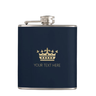 Gold Crown Hip Flask