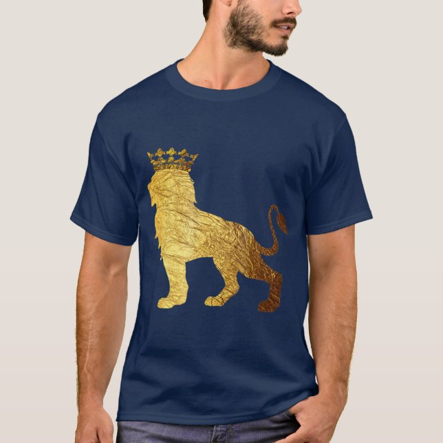 Gold Crown King Lion  for MenCool Boy Lion T-Shirt (Front)