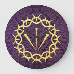 Gold Crown Of Thorns On Dark Purple Background Large Clock