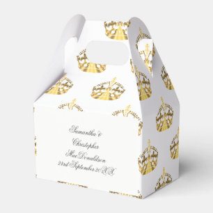 Gold crown on custom colour wedding favour box