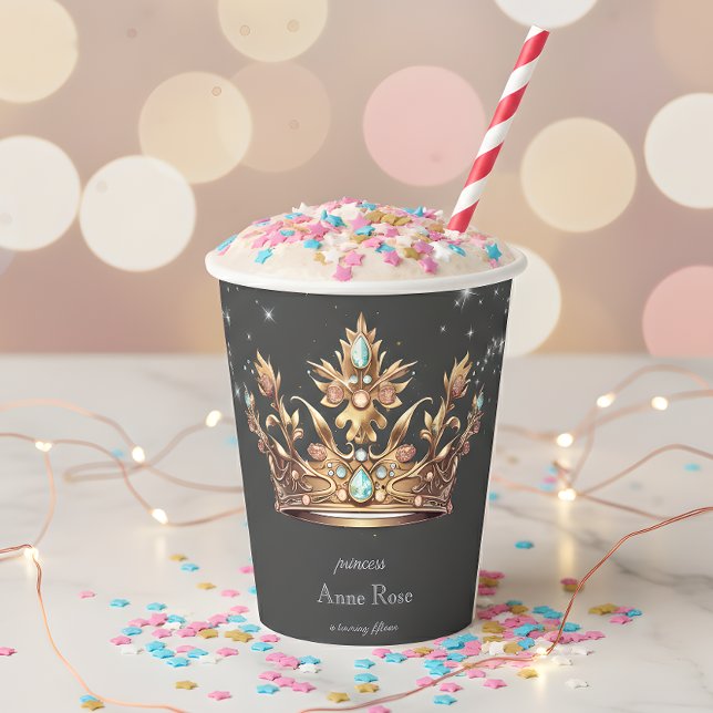 Gold crown princess Birthday Paper Cups (Creator Uploaded)
