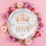 Gold Crown Princess Girl 1st Birthday Pink Floral Paper Plate<br><div class="desc">Step into a realm of royal enchantment with our Elegant Gold Crown Princess Girl 1st Birthday Blush Pink Floral and Balloons Paper Plates! This design is a visual symphony of elegance and sophistication, featuring a gold and pink crown that crowns the item with regal charm. Soft blush pink florals gracefully...</div>