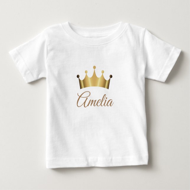  Gold Crown Princess Name Baby T-Shirt (Front)
