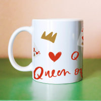Gold Crown Queens of Hearts Playing Cards Coffee