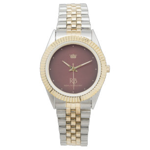 Gold Crown Red  Metallic Watch