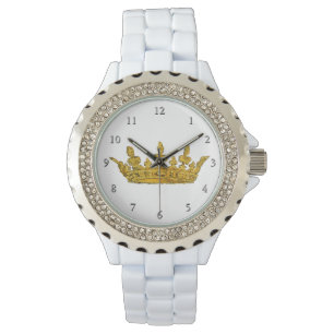 Gold Crown Rhinestone Watch