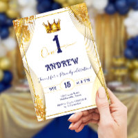 Gold Crown Royal Blue Prince Boy 1st Birthday
