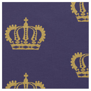 Gold Crown. Vintage. Blue Fabric